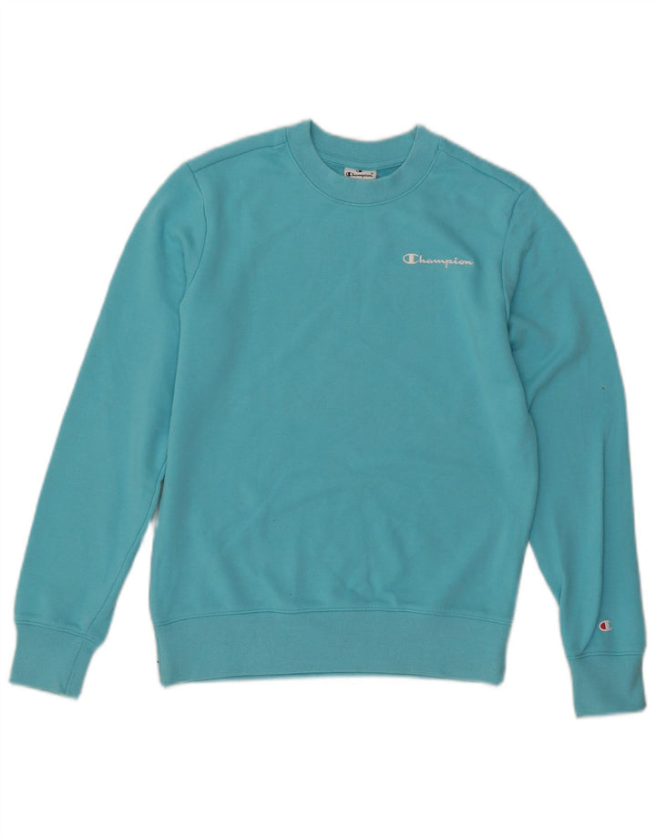 CHAMPION Womens Oversized Sweatshirt Jumper UK 6 XS Blue Cotton