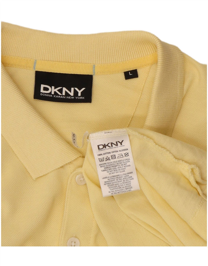 Dkny Mens Polo Shirt Large Yellow Cotton