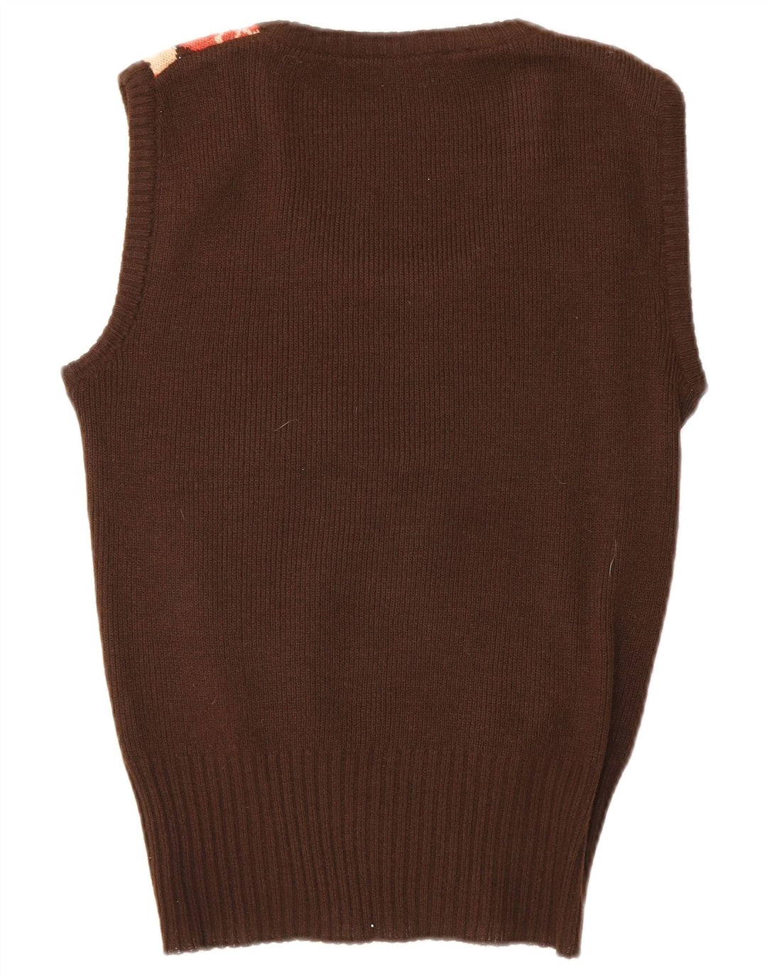 Vintage Womens Vest Tank Top UK 10 Small Brown Argyle/Diamond