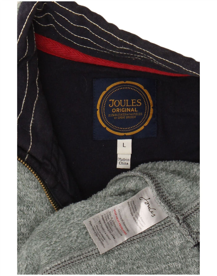 JOULES Mens Zip Neck Sweatshirt Jumper Large Green Flecked Polyester