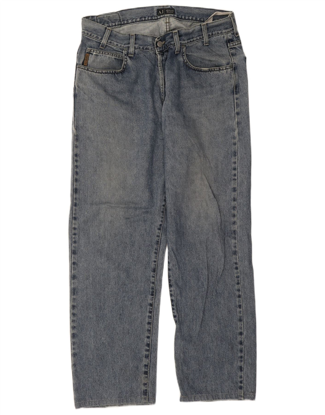 Armani Mens Straight Jeans W36 L29 Blue Cotton