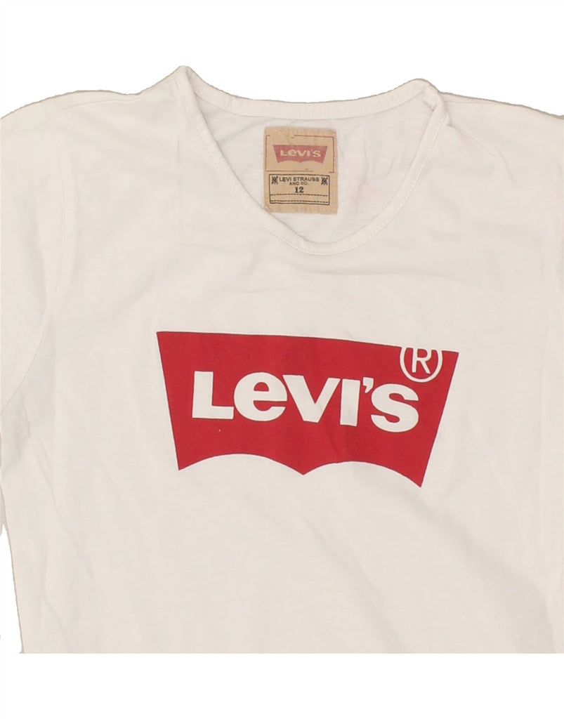 LEVI'S Girls Graphic T-Shirt Top 11-12 Years White Cotton | Vintage Levi's | Thrift | Second-Hand Levi's | Used Clothing | Messina Hembry 