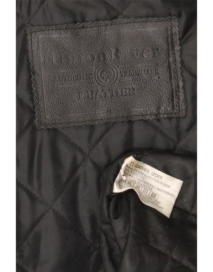 Union River Mens Leather Coat UK 41/43 Large Black Leather