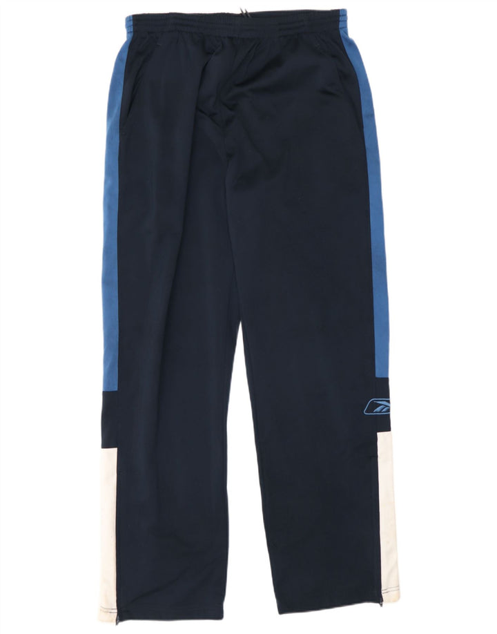 Reebok Mens Tracksuit Trousers Small  Navy Blue Colourblock Polyester
