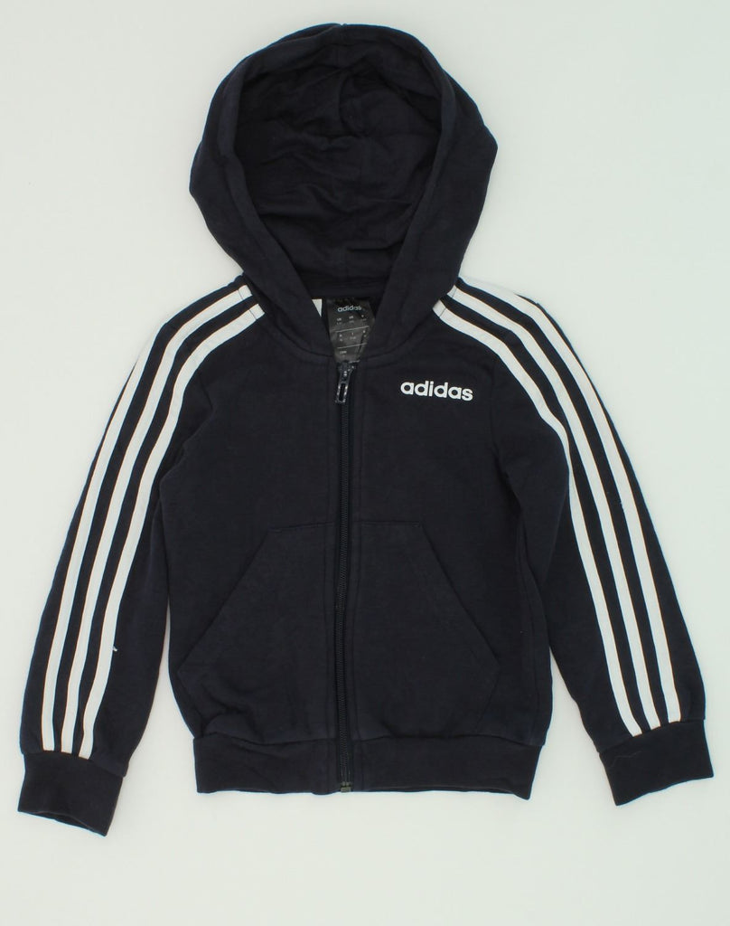 ADIDAS Boys Zip Hoodie Sweater 5-6 Years Black Cotton | Vintage Adidas | Thrift | Second-Hand Adidas | Used Clothing | Messina Hembry 