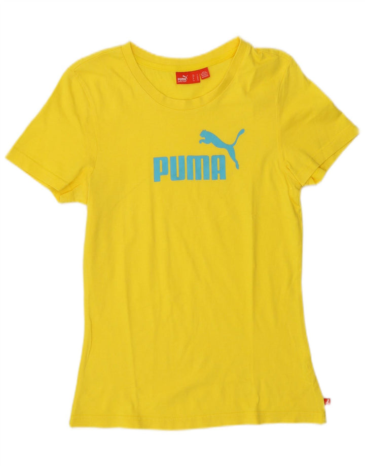 Puma Womens Graphic T-Shirt Top UK 10 Small Yellow