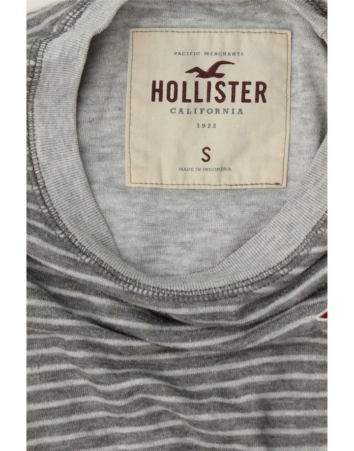 Hollister Mens Top Long Sleeve Small Grey Striped