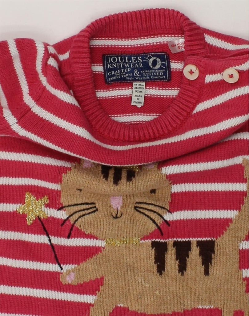 JOULES Baby Girls Graphic Jumper Dress 18-24 Months Red Striped Cotton | Vintage Joules | Thrift | Second-Hand Joules | Used Clothing | Messina Hembry 