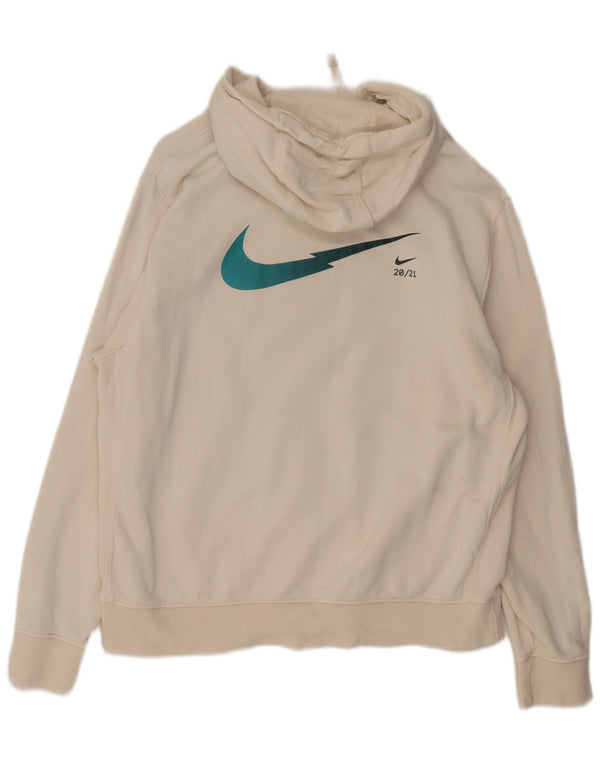 Nike Mens Graphic Standard Fit Hoodie Jumper Large Off White Cotton