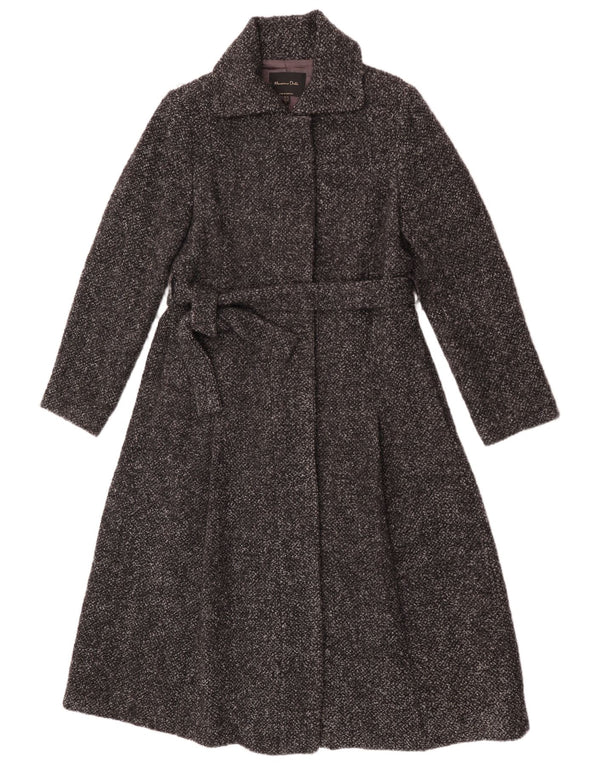 Massimo Dutti Womens Overcoat EU 40 Medium Grey Flecked Viscose