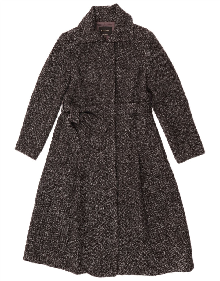 Massimo Dutti Womens Overcoat EU 40 Medium Grey Flecked Viscose