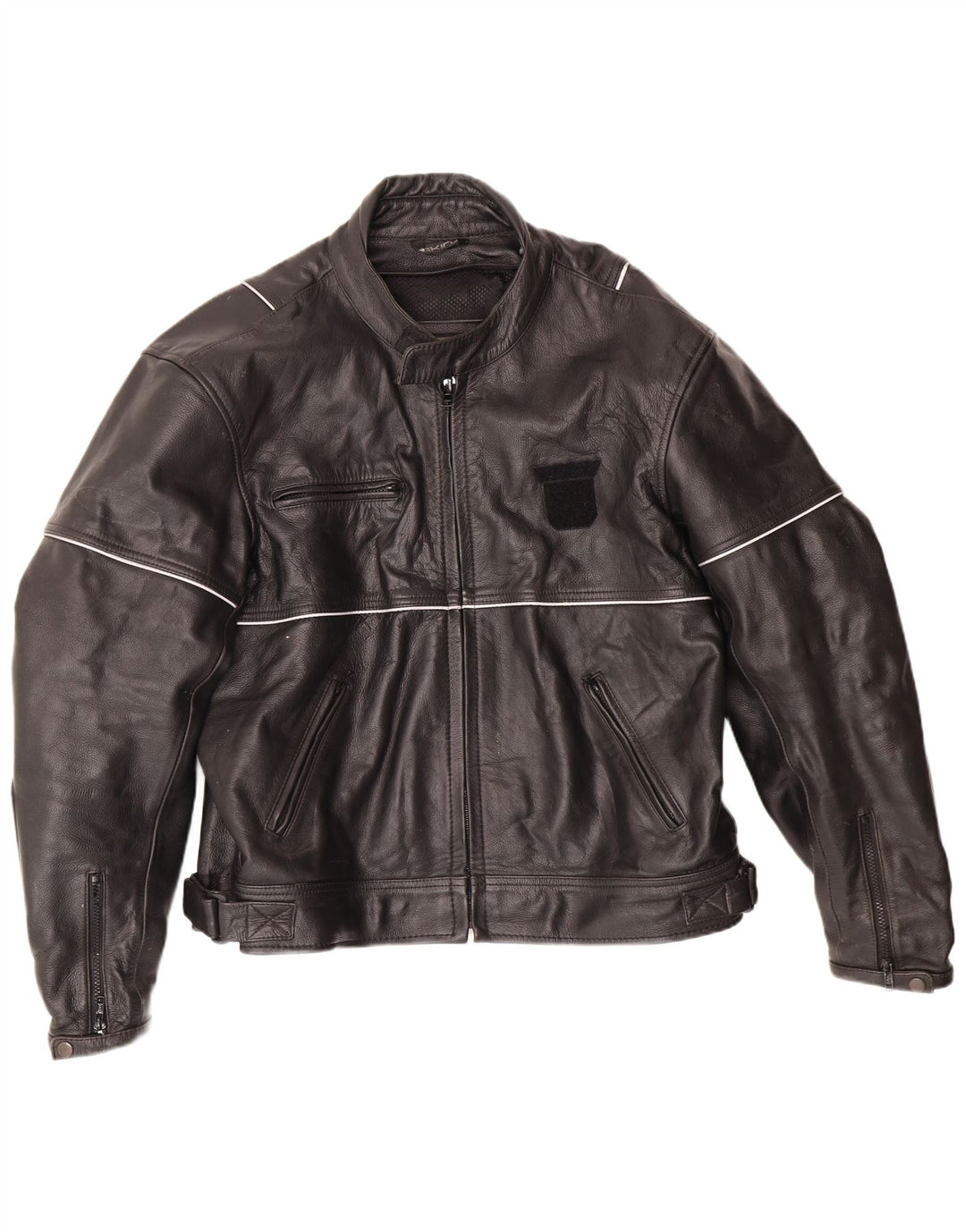 VINTAGE Mens Leather Racer Jacket UK 46 3XL Black Leather