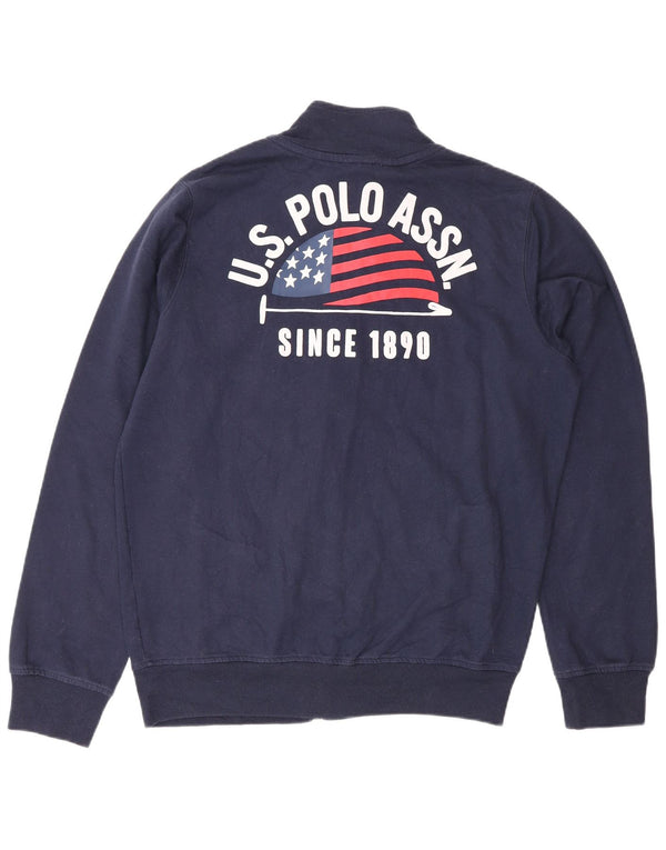 U.S. Polo Assn. Mens Graphic Tracksuit Top Jacket Large Navy Blue Cotton