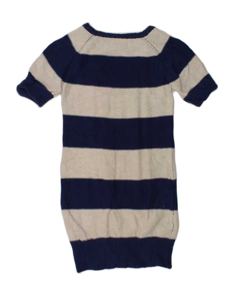 NAUTICA Girls Short Sleeve Jumper Dress 7-8 Years Navy Blue Striped Cotton | Vintage Nautica | Thrift | Second-Hand Nautica | Used Clothing | Messina Hembry 