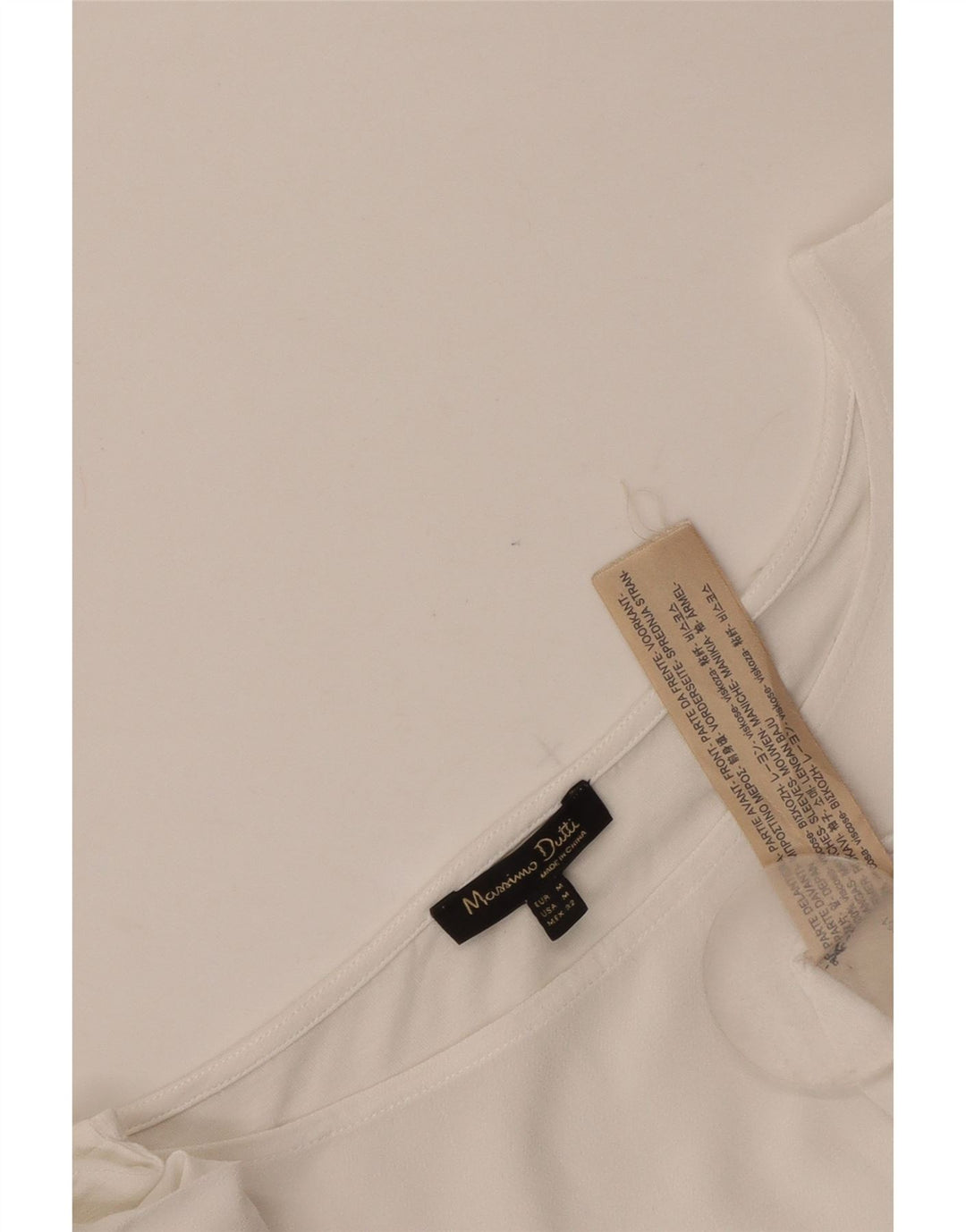 Massimo Dutti Womens Crop 3/4 Sleeve Blouse Top UK 12 Medium White Viscose