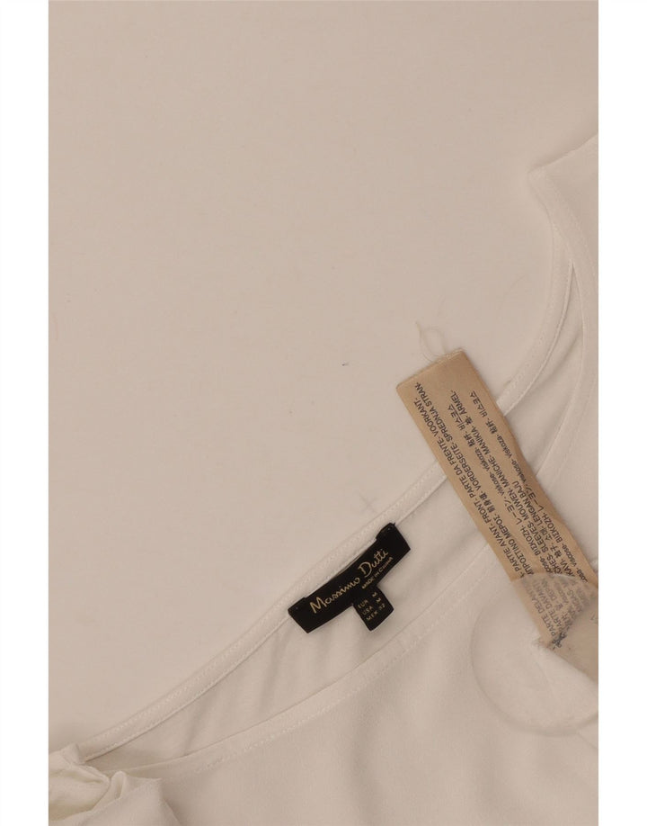 Massimo Dutti Womens Crop 3/4 Sleeve Blouse Top UK 12 Medium White Viscose