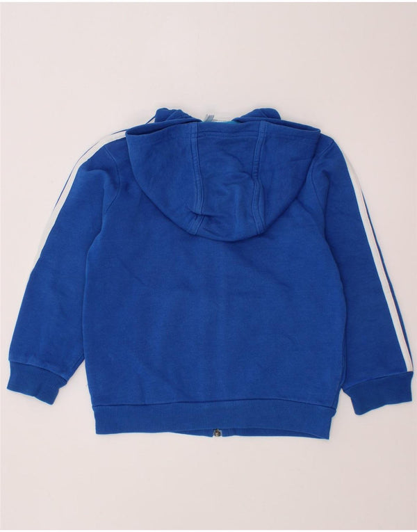 ADIDAS Boys Graphic Zip Hoodie Sweater 3-4 Years Blue Cotton