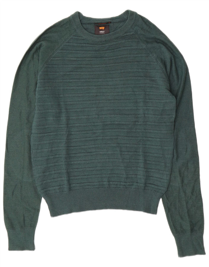 CARRERA Womens Boat Neck Jumper Sweater UK 14 Medium Green Striped