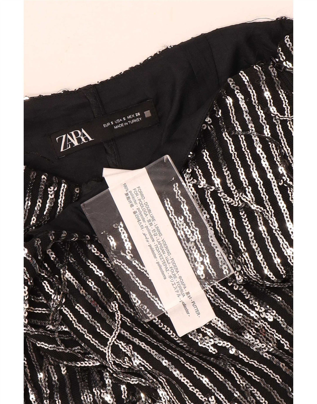 Zara Womens Mini Skirt Small W26 Black Striped Polyester