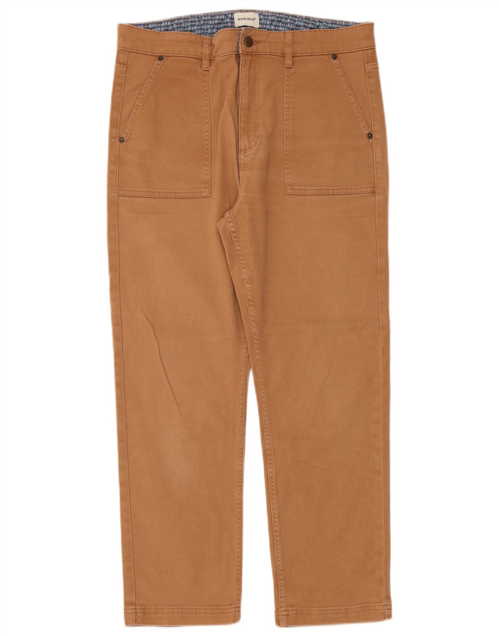 White Stuff Womens Straight Trousers UK 12 Medium W32 L26 Brown Cotton