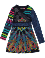 DESIGUAL Girls Long Sleeve A-Line Dress 5-6 Years Multicoloured Paisley