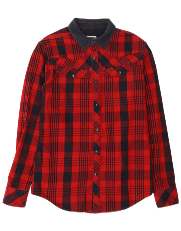 G-Star Mens Flannel Shirt Large Red Check Cotton