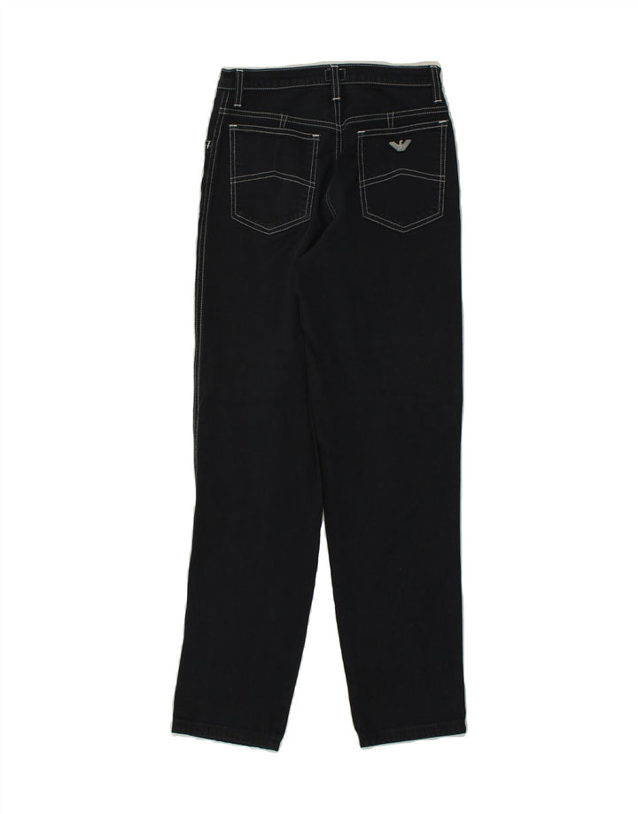 ARMANI Womens Tapered Casual Trousers W27 L27 Navy Blue Cotton | Vintage Armani | Thrift | Second-Hand Armani | Used Clothing | Messina Hembry 