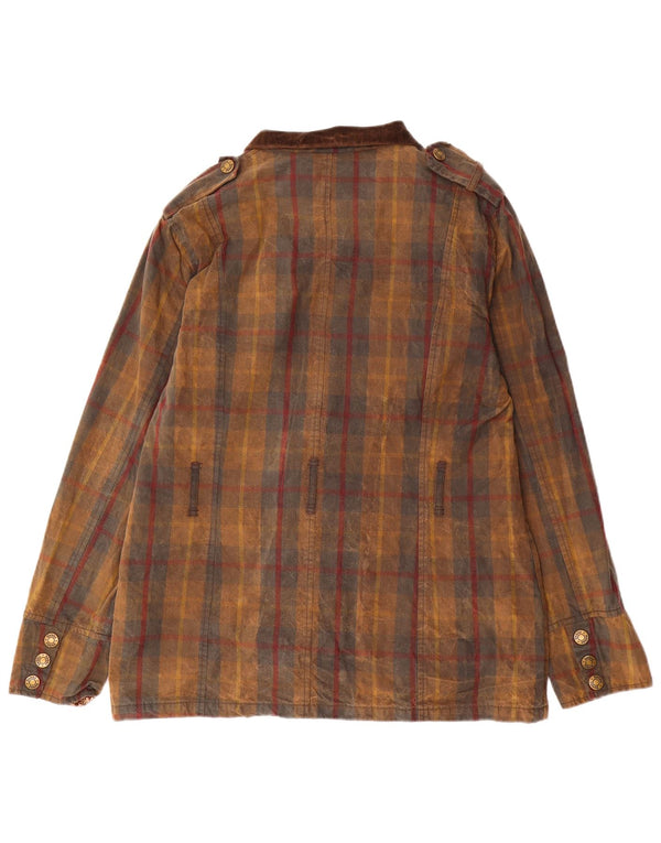 Toggi Womens Military Jacket UK 16 Large Brown Check Cotton