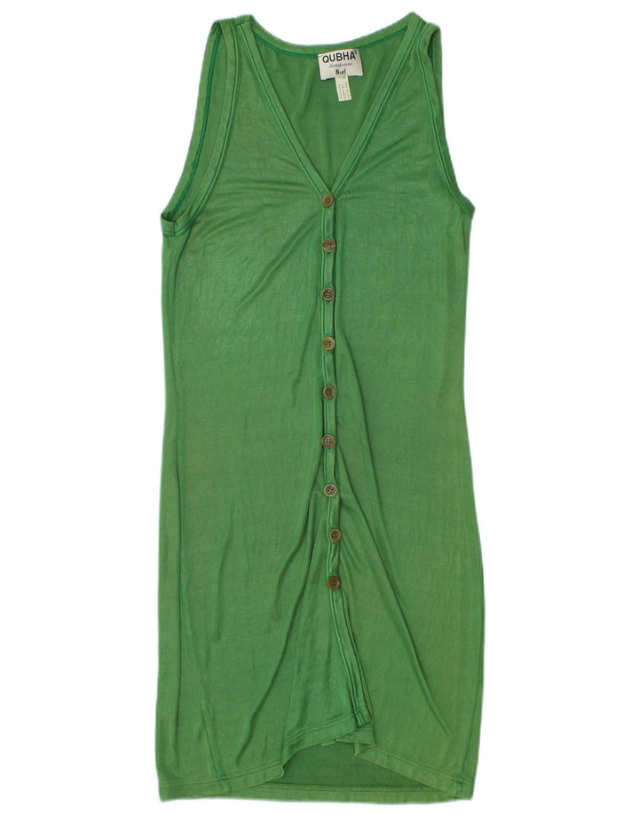 Vintage Womens Sleeveless Shirt Dress UK 8 Small Green Polyamide