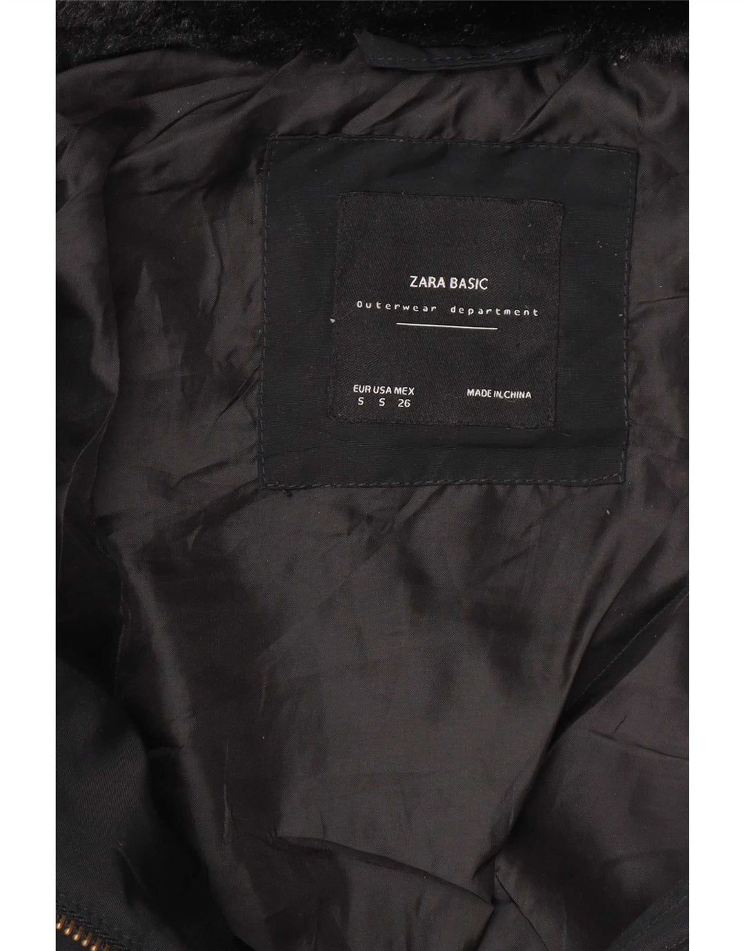 Zara Womens Crop Hooded Padded Jacket UK 10 Small Black