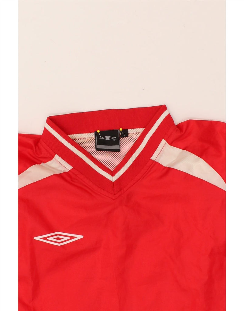 UMBRO Mens Graphic Pullover Tracksuit Top Small Red Colourblock Polyester | Vintage Umbro | Thrift | Second-Hand Umbro | Used Clothing | Messina Hembry 