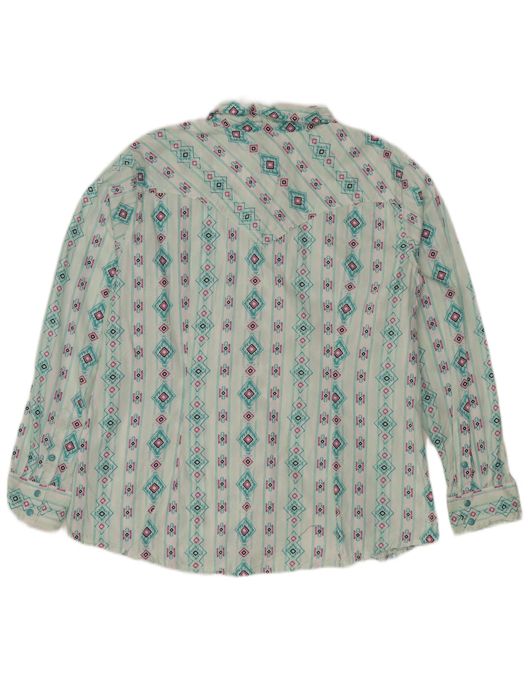 WRANGLER Womens Retro Shirt UK 20 2XL Turquoise Geometric Cotton