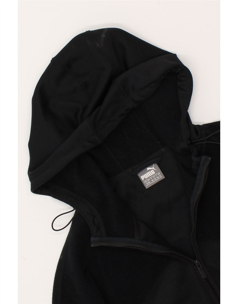 PUMA Womens Crop Zip Hoodie Sweater UK 16 Large Black Polyester | Vintage Puma | Thrift | Second-Hand Puma | Used Clothing | Messina Hembry 