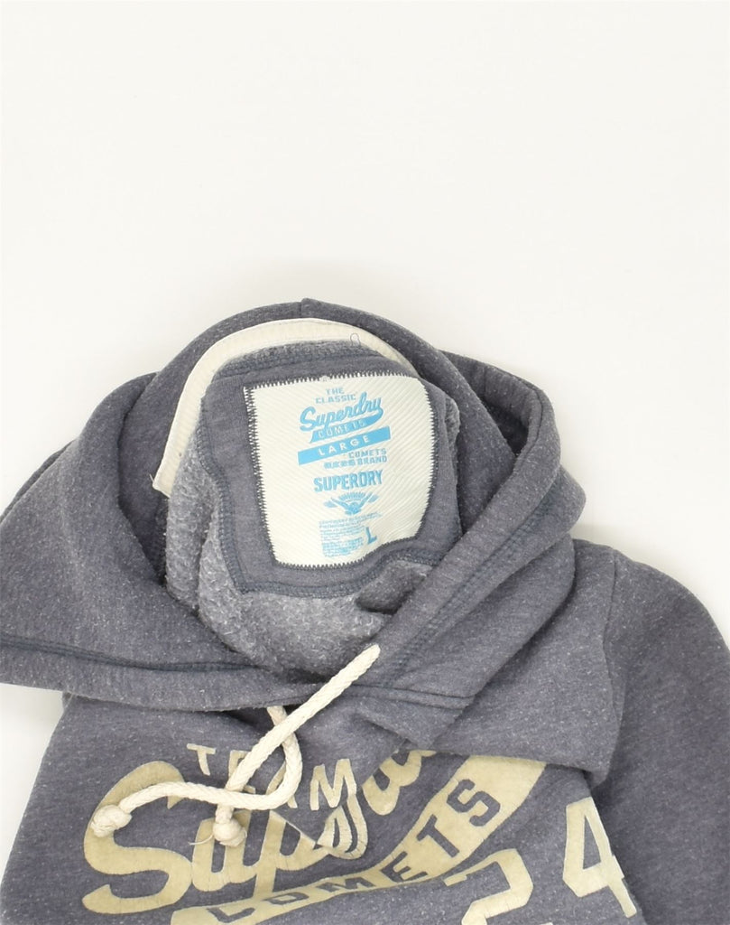 SUPERDRY Womens Graphic Hoodie Jumper UK 14 Large Grey Cotton | Vintage Superdry | Thrift | Second-Hand Superdry | Used Clothing | Messina Hembry 