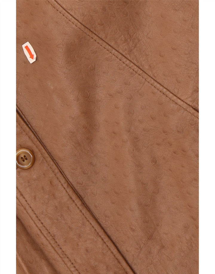 Vintage Womens Oversized Leather Coat EU 40 Medium Beige Leather