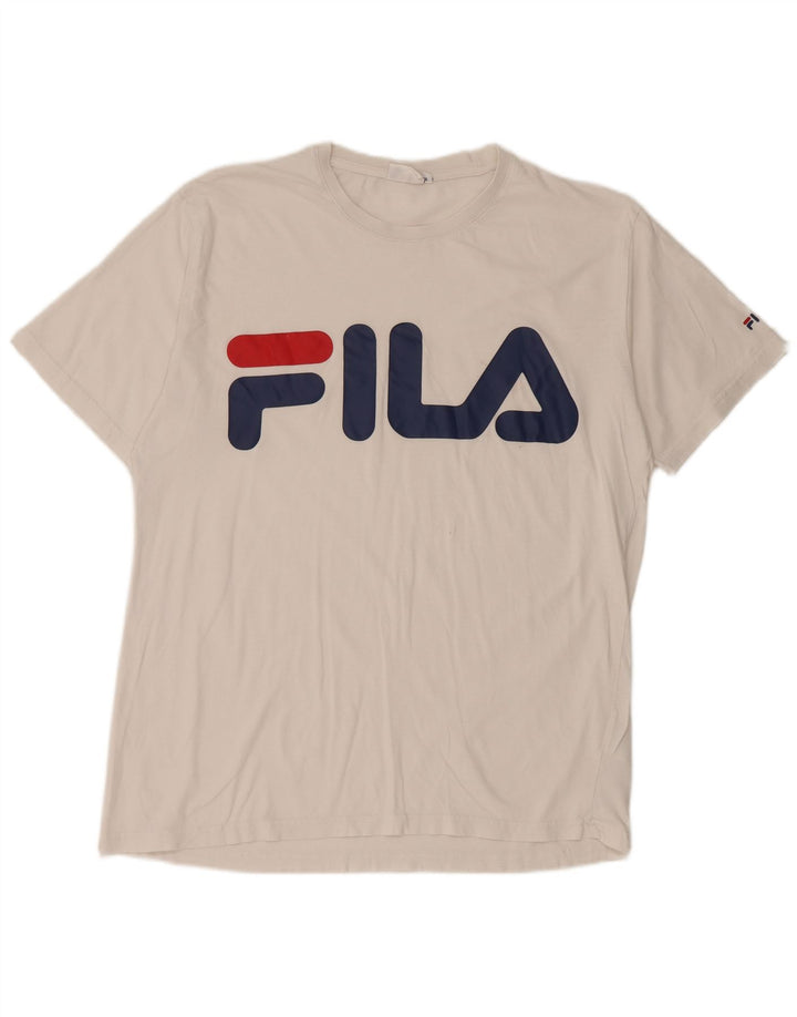 Fila Mens Graphic T-Shirt Top Large White Cotton