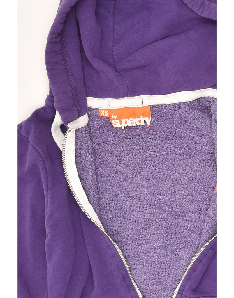 SUPERDRY Womens Zip Hoodie Sweater UK 6 XS Purple Cotton | Vintage Superdry | Thrift | Second-Hand Superdry | Used Clothing | Messina Hembry 