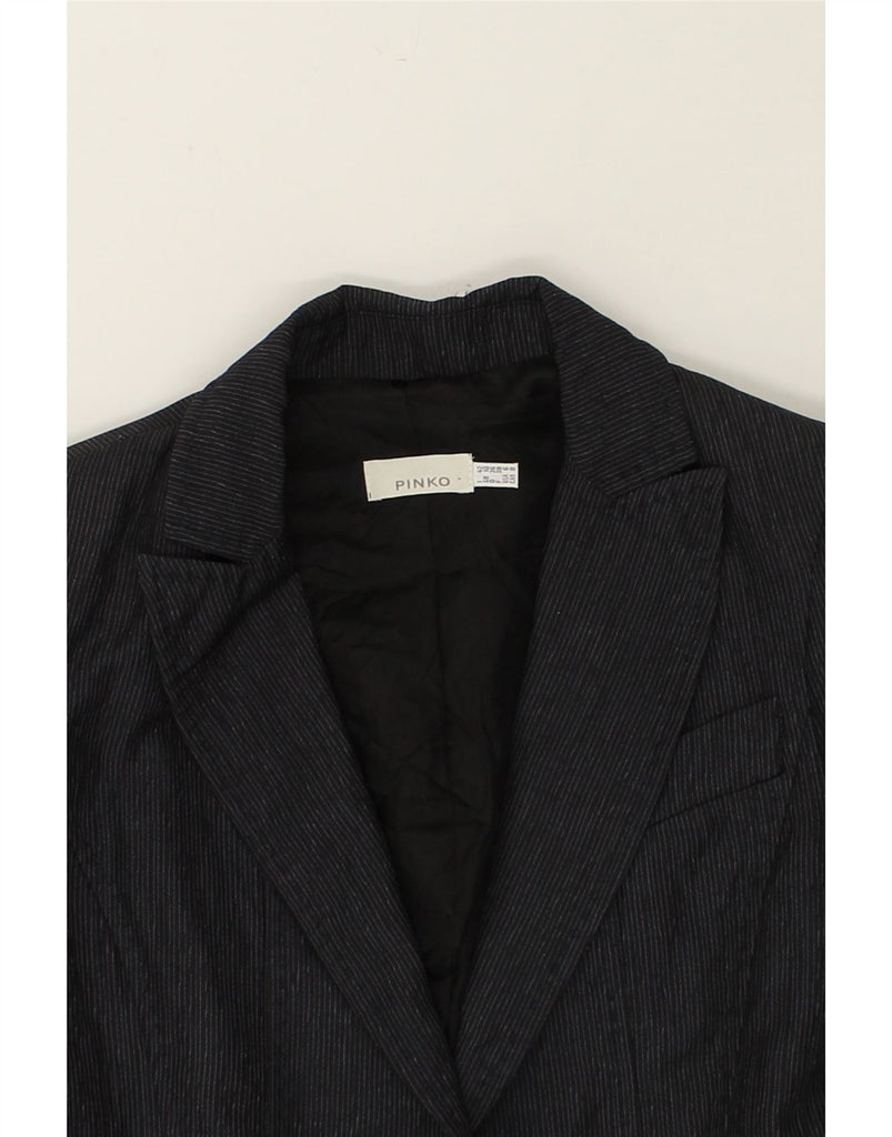 PINKO Womens Blazer Jacket UK 10 Small Black Pinstripe Wool | Vintage Pinko | Thrift | Second-Hand Pinko | Used Clothing | Messina Hembry 