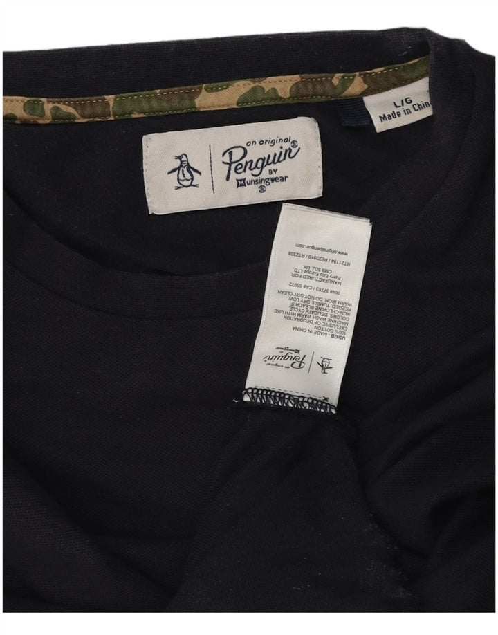 Penguin Mens T-Shirt Top Large Navy Blue Cotton