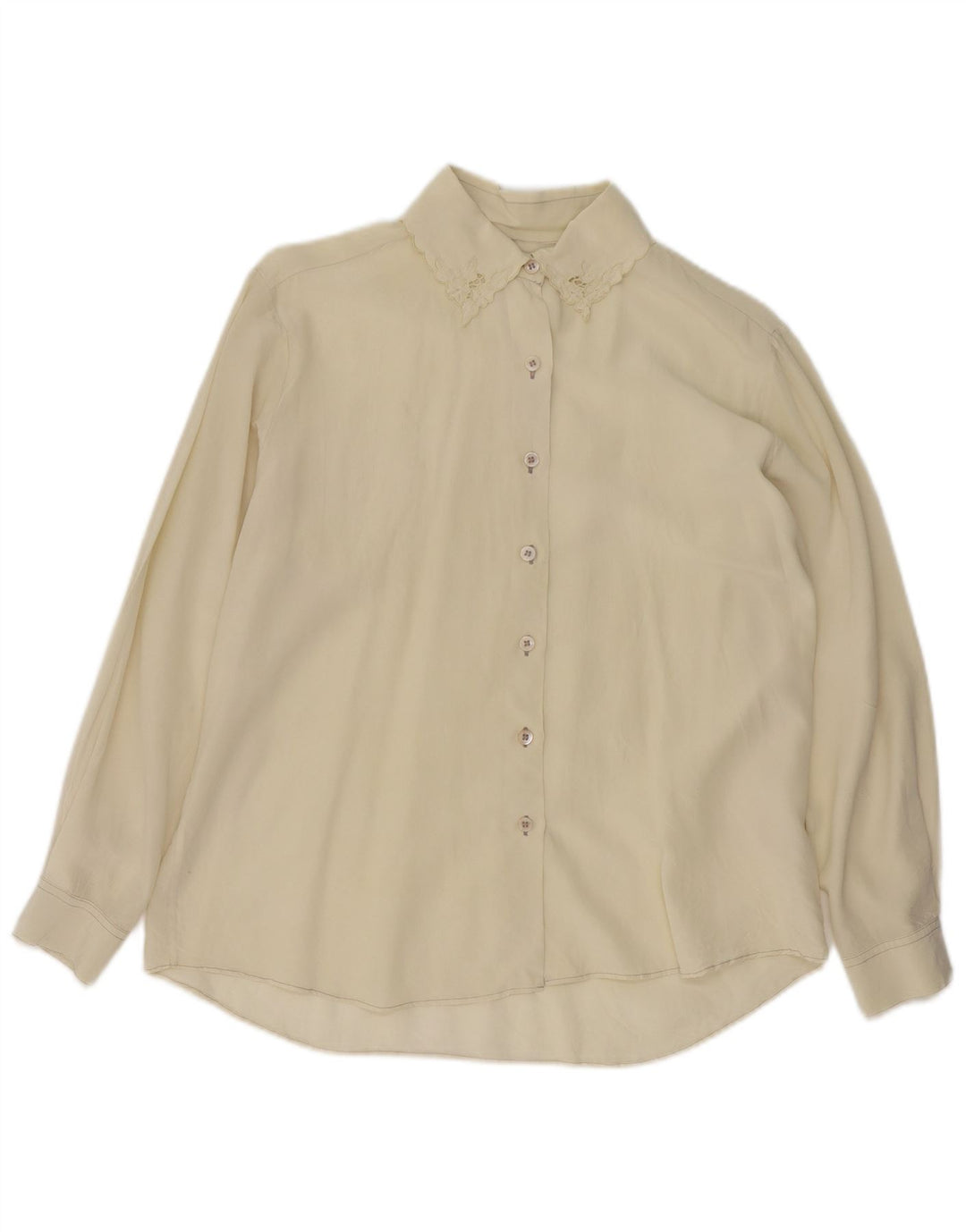 Vintage Womens Long Sleeve Regular Fit Shirt UK 14 Medium Off White