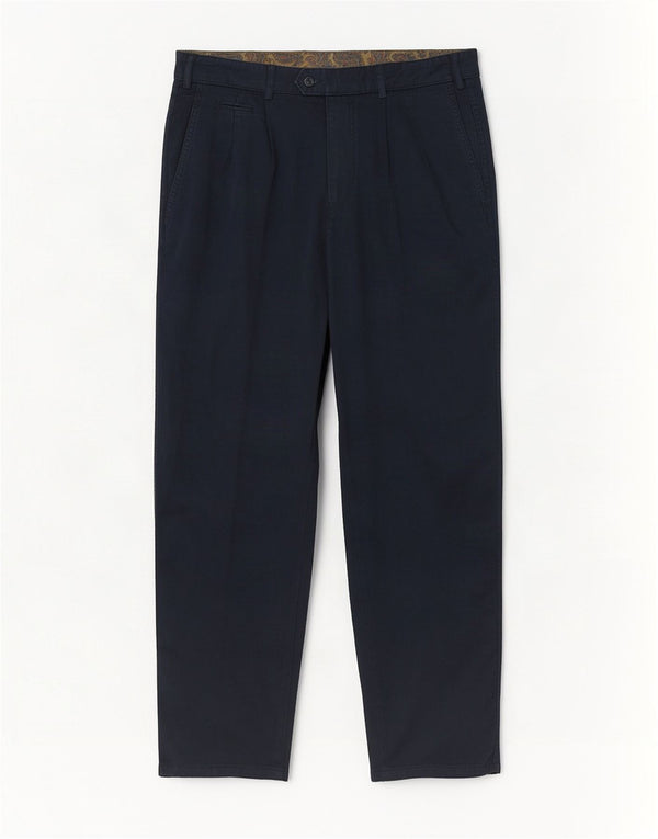 Rosner Mens Tapered Chino Trousers IT 50 Large W34 L32 Navy Blue Cotton