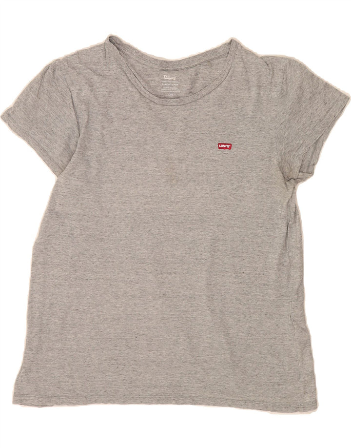 LEVI'S Womens T-Shirt Top UK 14 Large Grey Flecked Cotton Vintage Levi's and Second-Hand Levi's from Messina Hembry 