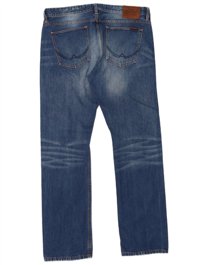 Superdry Mens Straight Jeans W36 L32 Blue Cotton