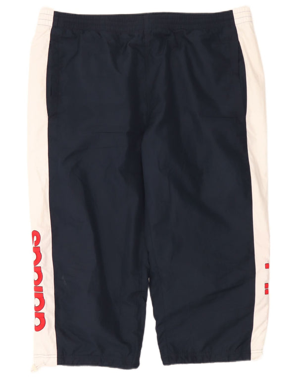Adidas Mens Graphic Capri Tracksuit Trousers Large Navy Blue Colourblock