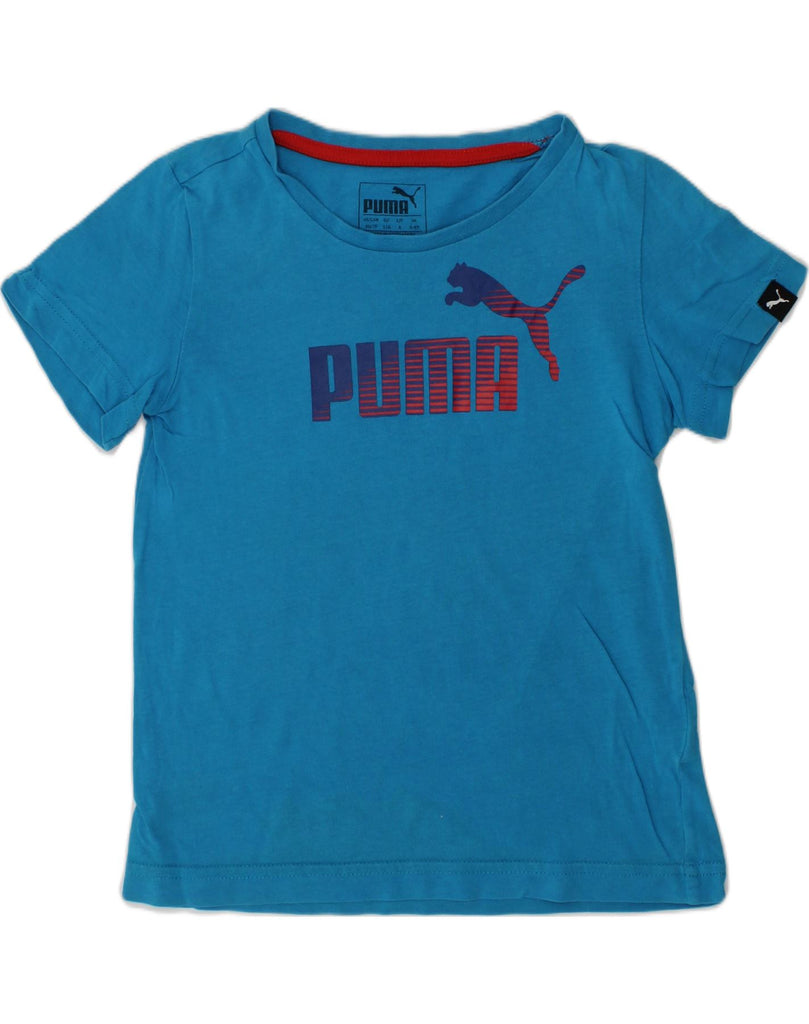 PUMA Boys Graphic T-Shirt Top 5-6 Years Blue | Vintage Puma | Thrift | Second-Hand Puma | Used Clothing | Messina Hembry 