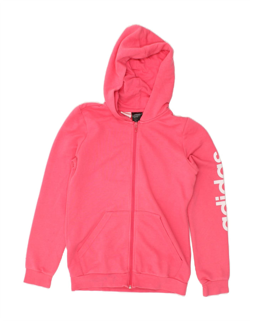 ADIDAS Girls Graphic Zip Hoodie Sweater 14-15 Years Pink | Vintage Adidas | Thrift | Second-Hand Adidas | Used Clothing | Messina Hembry 