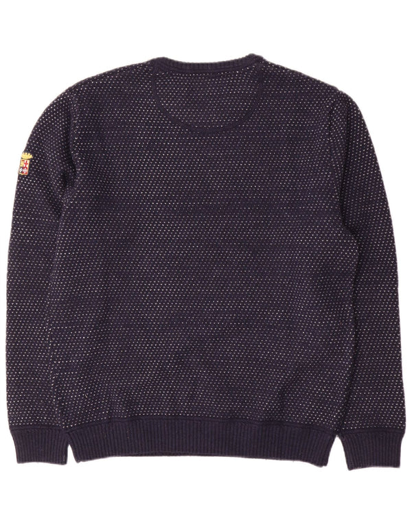 Marina Militare Mens Boat Neck Jumper Sweater 2XL Navy Blue Flecked Wool