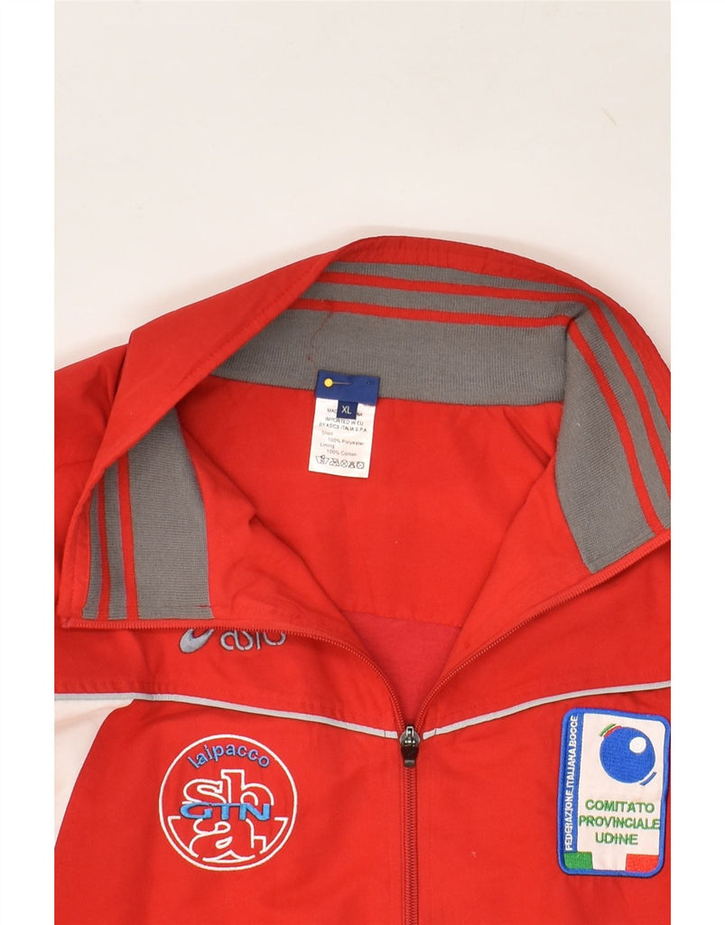 ASICS Mens Graphic Tracksuit Top Jacket XL Red Colourblock Polyester | Vintage Asics | Thrift | Second-Hand Asics | Used Clothing | Messina Hembry 