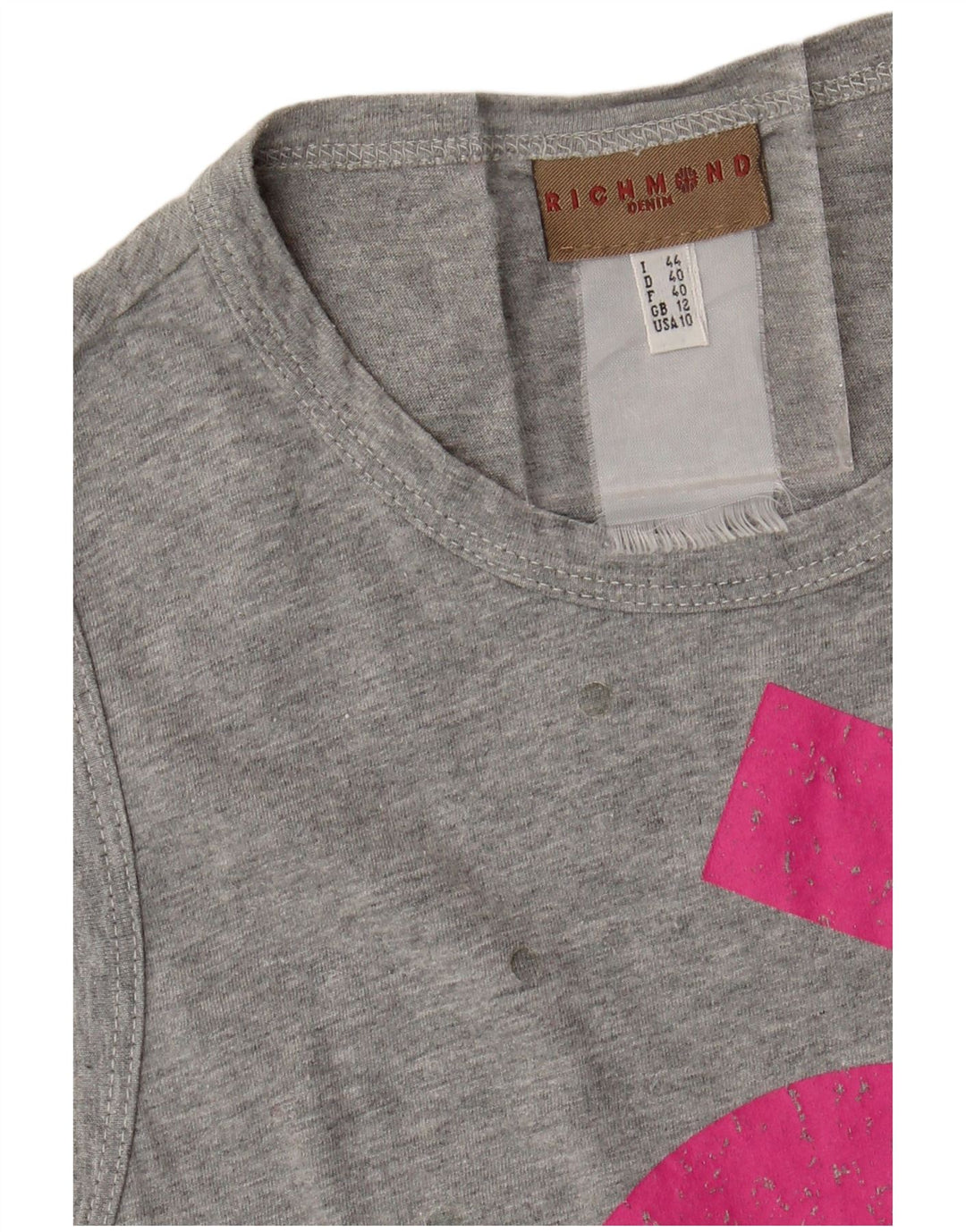 Richmond Womens Crop Graphic Vest Top UK 12 Medium Grey