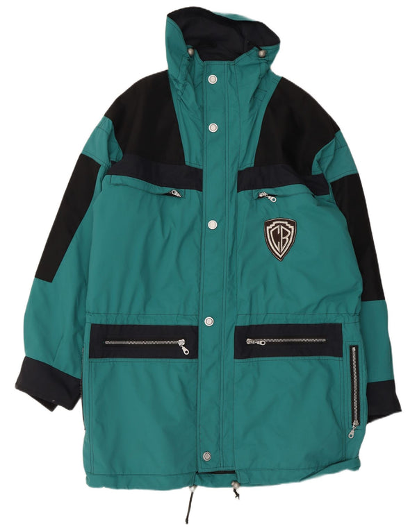VINTAGE Mens Graphic Windbreaker Coat UK 40 Large Green Colourblock